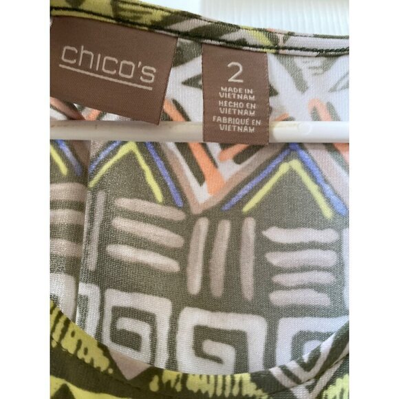 Chico's Southwestern Print Asymmetrical Hem Midi Dress, Women's Size 2 (L) - Picture 8 of 10